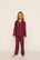 Model is wearing Kid's Flannel Long PJ Set in Oxford Check Holly Red/Wildber