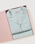Model is wearing Nautico Long PJ Set in Regatta Stripe Seagrass/White
