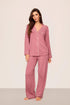 Model is wearing Gisele TENCEL™ Modal Long PJ Set  in  Berry Blush/Ivory
