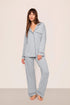 Model is wearing Gisele TENCEL™ Modal Long PJ Set  in  Gray Dawn/Navy