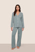 Model is wearing Gisele TENCEL™ Modal Long PJ Set  in Lead/Ivory