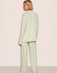 Model is wearing Gisele TENCEL™ Modal Long PJ Set  in Mint Cream/Ivory