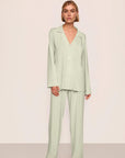 Model is wearing Gisele TENCEL™ Modal Long PJ Set  in Mint Cream/Ivory