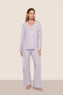 Model is wearing Gisele TENCEL™ Modal Long PJ Set  in Thistle/Ivory