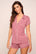 Model is wearing Gisele TENCEL™ Modal Shortie Short PJ Set  in  Berry Blush/Ivory