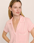 Model is wearing Frida TENCEL™ Modal Shortie Short PJ Set in  Silver Pink/Ivory