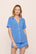 Model is wearing Gisele TENCEL™ Modal Relaxed Short PJ Set in CornflowerBlue/White