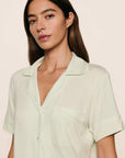 Model is wearing Gisele TENCEL™ Modal Relaxed Short PJ Set  in Seafoam/Ivory