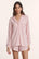 Model is wearing Gisele TENCEL™ Modal Long Sleeve Short PJ Set in Pale Pink/Fig