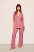 Model is wearing Gisele TENCEL™ Modal Short Sleeve & Pant PJ Set  in  Berry Blush/Ivory