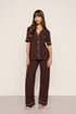 Model is wearing Gisele TENCEL™ Modal Short Sleeve & Pant PJ Set in Chocolate/Ivory