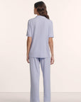 Model is wearing Gisele TENCEL™ Modal Short Sleeve & Pant PJ Set in Lavender Dusk/Ivory