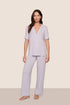 Model is wearing Gisele TENCEL™ Modal Short Sleeve & Pant PJ Set  in Thistle/Ivory