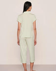 Model is wearing Gisele TENCEL™ Modal Short Sleeve Cropped PJ Set  in Seafoam/Ivory