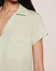 Model is wearing Gisele TENCEL™ Modal Short Sleeve Cropped PJ Set  in Seafoam/Ivory