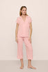Model is wearing Gisele TENCEL™ Modal Short Sleeve Cropped PJ Set in  Silver Pink/Ivory