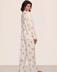 Model is wearing Gisele Printed TENCEL™ Modal Long PJ Set in  Floral Bloom Ivy/Vanilla Cream