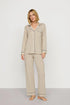 Model is wearing Gisele Printed TENCEL™ Modal Long PJ Set in Hourglass Sunbeam/Navy