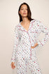 Model is wearing Gisele Printed TENCEL™ Modal Long PJ Set in Nordic Nights Lightblue/Deepcl