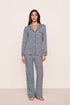 Model is wearing Gisele Printed TENCEL™ Modal Long PJ Set  in Seashell Navy/Navy