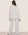 Model is wearing Gisele Printed TENCEL™ Modal Long PJ Set  in Ski Chalet Ivory/Pine