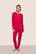 Model is wearing Gisele Printed TENCEL™ Modal Crewneck PJ Set  in Nutcracker Holly Red/Ivory