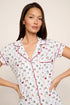 Model is wearing Gisele Printed TENCEL™ Modal Shortie Short PJ Set in Nordic Nights Lightblue/Deepcl