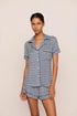 Model is wearing Gisele Printed TENCEL™ Modal Relaxed Short PJ Set  in Seashell Navy/Navy