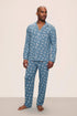 Model is wearing William Printed TENCEL™ Modal Long PJ Set in  Dalmatian Faded Denim/Ivory
