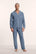 Model is wearing William TENCEL™ Modal Long PJ Set in Slate Blue/Ivory