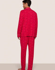 Model is wearing William Printed TENCEL™ Modal Long PJ Set  in Nutcracker Holly Red/Ivory