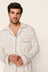 Model is wearing William Printed TENCEL™ Modal Long PJ Set in On The Slopes Ivory/Navy