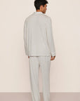 Model is wearing William Printed TENCEL™ Modal Long PJ Set in Tide Dot Ivory/Ivory