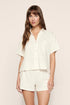 Model is wearing Pima Cotton Short PJ Set  in  Ivory