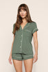Model is wearing Gisele TENCEL™ Modal Shortie Short PJ Set  in  Desert Sage/Ivory