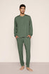 Model is wearing Henry TENCEL™ Modal Long PJ Set  in  Desert Sage