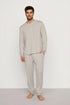 Model is wearing Henry TENCEL™ Modal Long PJ Set in Heather Grey