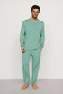 Model is wearing Henry TENCEL™ Modal Long PJ Set in Seagrass