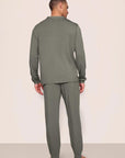 Model is wearing Henry TENCEL™ Modal Long PJ Set  in Smokey Olive