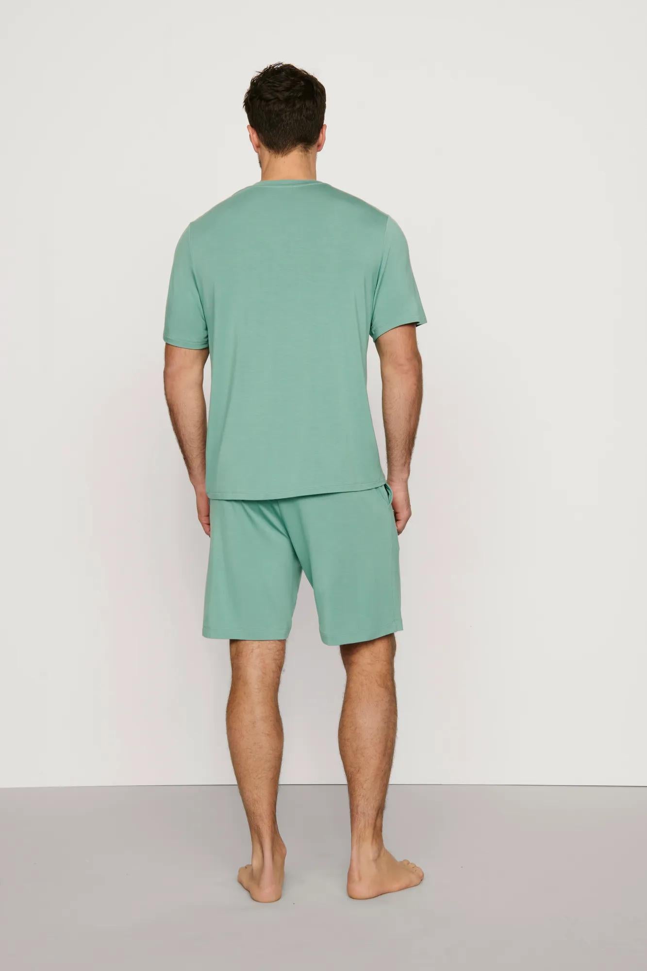 Model is wearing Henry TENCEL™ Modal Short PJ Set in Seagrass