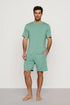 Model is wearing Henry TENCEL™ Modal Short PJ Set in Seagrass