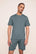Model is wearing Henry TENCEL™ Modal Short PJ Set in Stone Blue