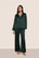 Model is wearing Inez Washable Silk Long PJ Set  in Pine/Navy