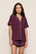 Model is wearing Gisele TENCEL™ Modal Relaxed Short PJ Set in Wildberry/Ivory