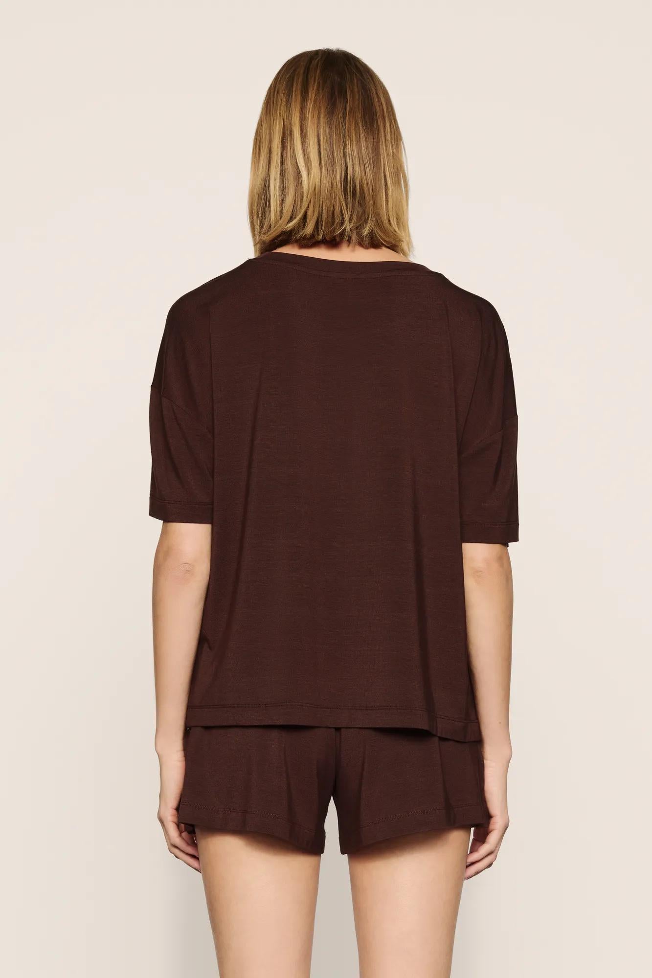 Model is wearing Gisele TENCEL™ Modal Everyday Relaxed Short in Chocolate