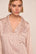 Model is wearing Inez Washable Silk Printed Long PJ Set  in Geosphere Silver Pink/Silverpi