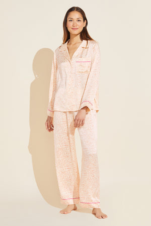 Eberjey Inez Silk Printed Long PJ Set