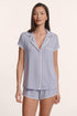 Model is wearing Frida TENCEL™ Modal Shortie Short PJ Set in Lavender Dusk/Ivory