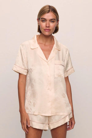 Inez Washable Silk Jacquard Short PJ Set