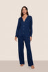 Model is wearing Gisele TENCEL™ Modal Rib Long PJ Set  in Navy